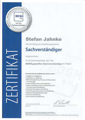 BDSH e.V. gepr&uuml;fter Sachverst&auml;ndiger